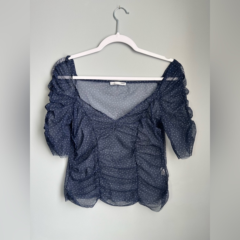 See through crop top, like new. Pet free & smoke free home